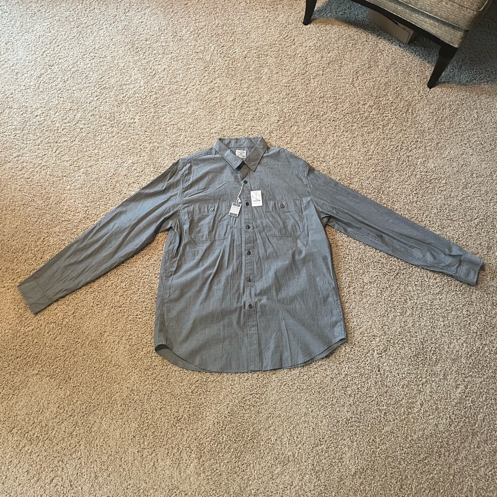NWT Men’s J. Crew Gray Button-Up Work Shirt Size XL